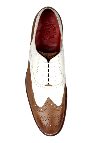 Brown and White Leather Dylan Brogues by Grenson