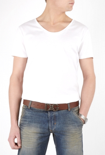 Brown Antique Logo Buckle Belt by D&G