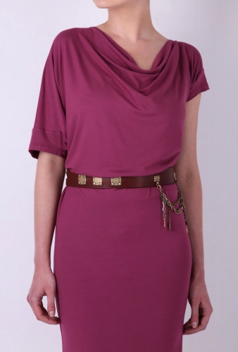 Brown Leather Chain Detail Belt by McQ Alexander McQueen
