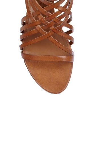 Brown Medi Flat Caged Sandal by Ash