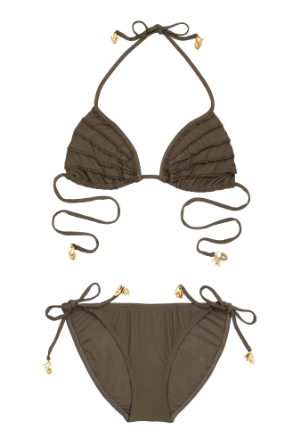 Burnt Olive Print Triangle Bikini by Zimmerman