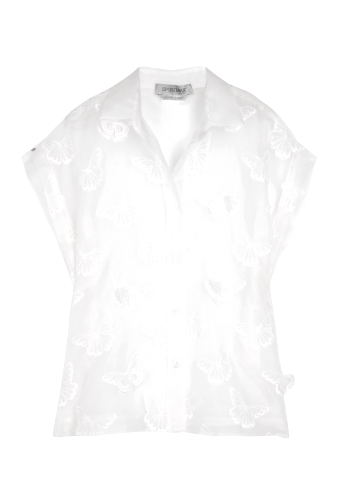 Caligo Sheer Butterfly Applique Blouse by Sportmax