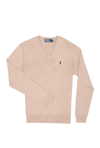 Camel Pima Cotton V Knit by Polo Ralph Lauren