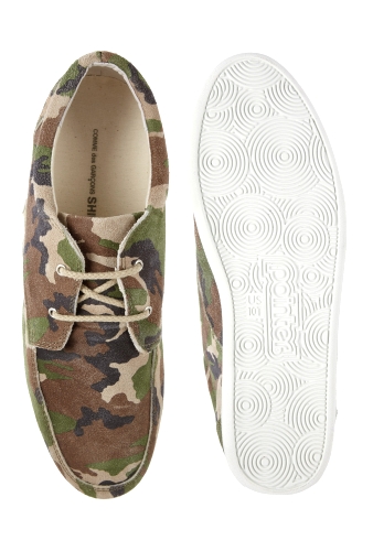 Camo Print Leather Mid Tops by Comme des Garcons Shirt