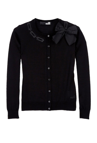 Chain Applique Bow Cardigan by Love Moschino