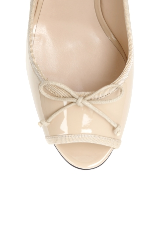 Champagne Carla Patent Peeptoe Bow Shoe by D&G Dolce & Gabba
