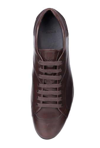 Chocolate Leather Trainers by Hugo Boss Black