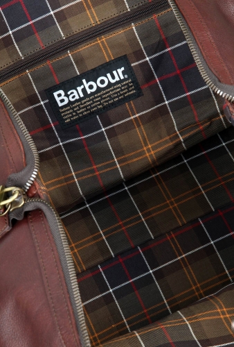 Chocolate Leather Weekend Bag by Barbour