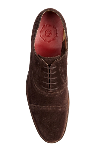 Chocolate Suede Brogued Toe Cap Tom Shoes by Grenson