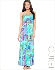 Club L Peacock Feather Print Maxi Dress