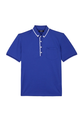 Cobalt Tipped Jersey Polo by Farhi by Nicole Farhi