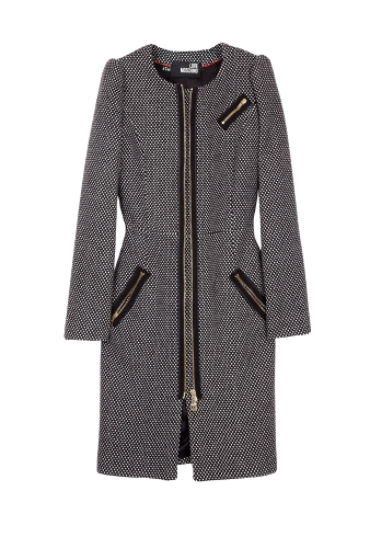 Collarless Dotty Zip Coat by Love Moschino