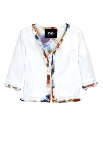 Cotton Pique Blue Rose Trim Jacket by D&G Dolce & Gabbana