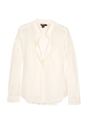 Cream Peplum Back Crepe Blouse by DKNY