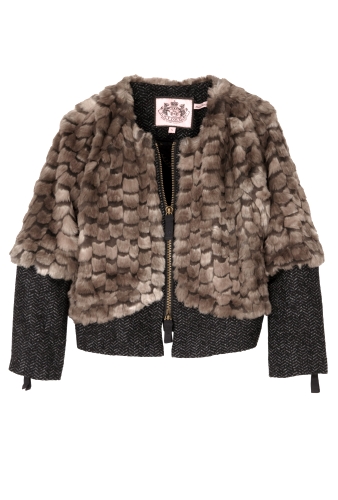 Cropped Tweed Fur Collar Jacket by Juicy Couture