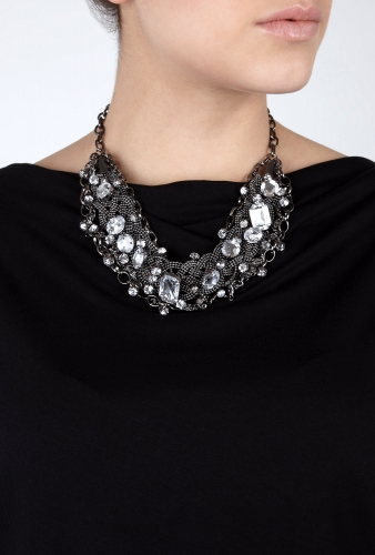 Crystal studded bib necklace by Kenneth Jay Lane