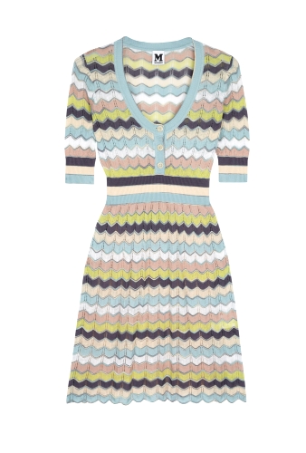 Cuffed Arm Three Button Zig Zag Dress by M Missoni