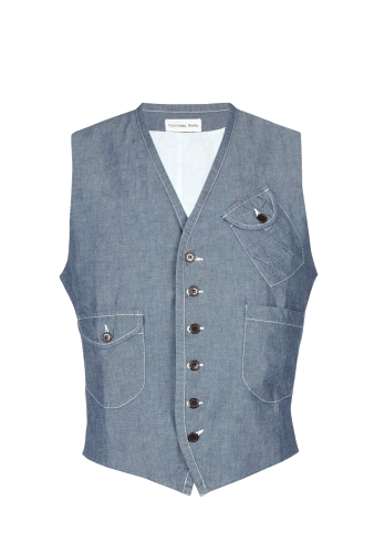 Dark Chambray Work Waistcoat by Universal Works