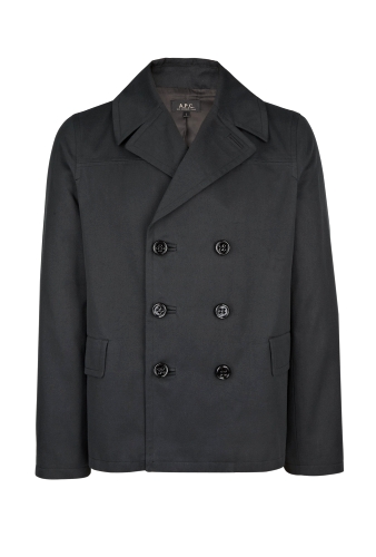 Darkest Navy Fine Hopsack Cotton Peacoat by APC