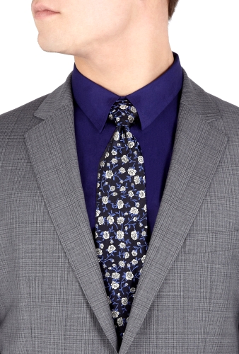 Darkest Navy Rose Trellis Silk Tie by Paul Smith Accessories