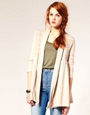 Darling Gathered Cardigan With Crochet Detailing