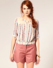Darling Lace Trim Ditsy Floral Blouse