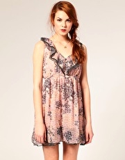 Darling Lace Trim Floral Dress