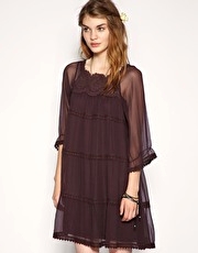Darling Lace Trim Tiered Dress