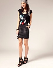 Diesel Seamed Insert Denim Pencil Skirt