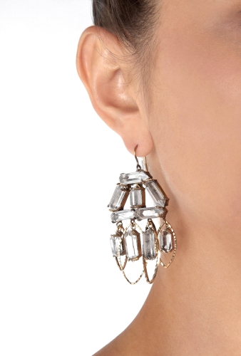 Dirty Gold Crystal Chandalier Earring by Low Luv