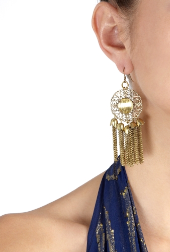 Disc Chandelier Earrings With Tassels by Anton Heunis
