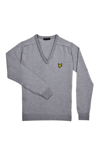 Dove Grey Lambswool V Neck by Lyle & Scott