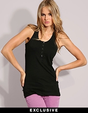 Dr Denim Button Front Detail Vest Top