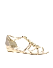Dune Jaisie Jewel Trim T-Bar Flat Sandals