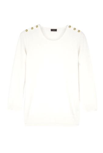 Ecru Gold Button Shoulder Sweater by Joseph