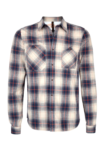 Ecru Indigo Plaid Cotton Shirt by Nudie Jeans