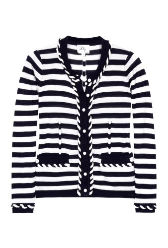 Ecru Navy Boat House Stripe Cardigan by Milly