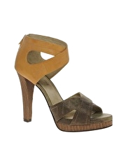 Elizabeth and James Eden Lizard Effect Platform Strapped Heeled Sandals