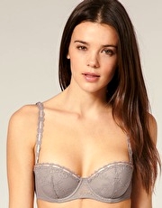 Emporio Armani Lace Padded Balconette Bra With Ribbon Trim