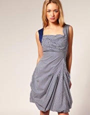 Eucalyptus Gathered Striped Dress