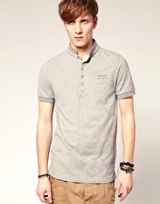 Firetrap Ecking Stand Collar Marl Polo Shirt