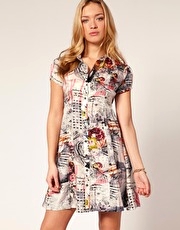 Firetrap Printed Puff Sleeve Dress