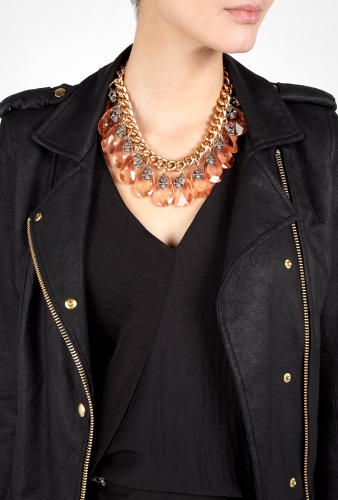 Flesh Acrylic Crystal & Skull Necklace by Mawi