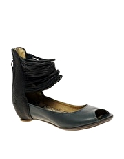 Fly London Lotto Zip Back Cuffed Peep Toe Flat Shoe