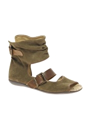 Fly London Mink Cuffed Peep Toe Flat Sandals