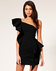 Forever Unique One Shoulder Frill Peplum Dress
