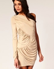 Forever Unique One Sleeve Stud Shoulder Dress