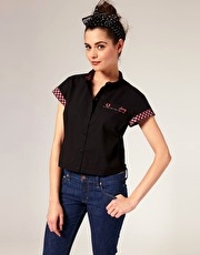 Fred Perry By Amy Winehouse Contrast Collar Bowling Shirt