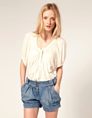 French Connection Bell Sleeve Jersey Blouse