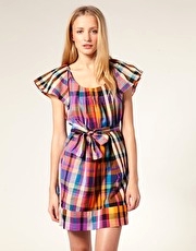 French Connection Bright Check Smock Dress